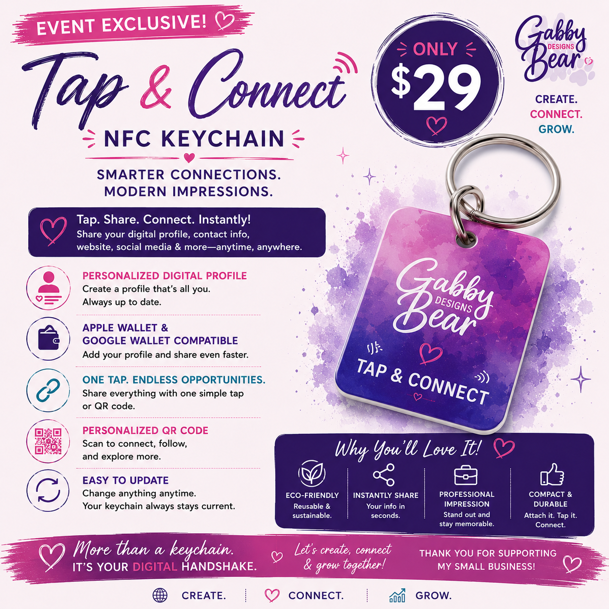 QOD Tap & Connect Event $29 bundle - Digital Business Profile(lifetime) + 1 NFC Keychain