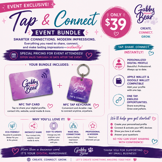 QOD Tap & Connect Event $39 bundle - Digital Business Profile(lifetime) + 1 NFC Tap Card + 1 NFC Keychain