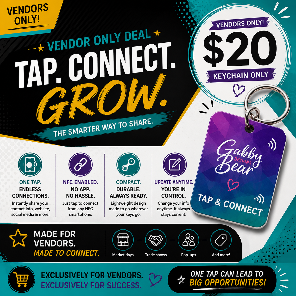 VENDOR DEAL | QOD Tap & Connect Event $20 bundle - Digital Business Profile(lifetime) + 1 NFC Keychain (Copy)